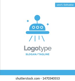 Astronomy, Space, Ufo Blue Solid Logo Template. Place for Tagline. Vector Icon Template background