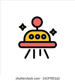 Astronomy, Space, Ufo  Flat Color Icon. Vector icon banner Template