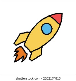 Astronomy spaceship hand-drawn icon vector graphic illustration
