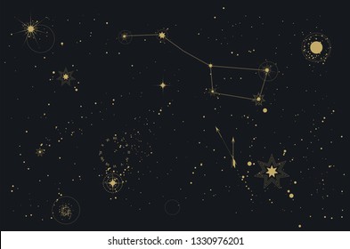 Astronomie Sternenhimmel Kosmos Konstellation Eisbär. Abstrakte Vektorgrafik