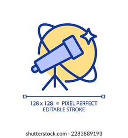 Astronomy and STEM pixel perfect RGB color icon. Alternative way to study celestial bodies. Education course. Isolated vector illustration. Simple filled line drawing. Editable stroke