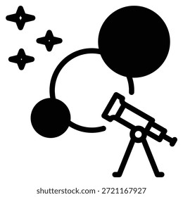 Ilustración vectorial de línea de ícono de tema de astronomía