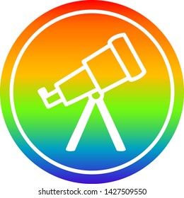 astronomy telescope circular icon with rainbow gradient finish