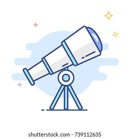 Astronomy Telescope  line outline vector illustration icon