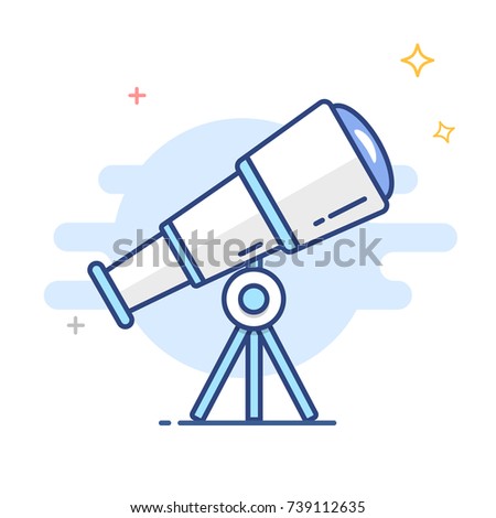 Astronomy Telescope  line outline vector illustration icon