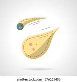 Astronomy theme. Flying comet or meteor. Science research. Vector icon flat color style. Web design element for site, mobile and business.