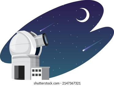 Astronomy theme with telescope on the building illustration