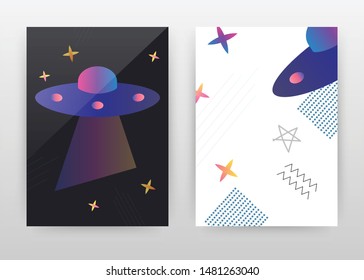 Astronomy uno ship and stars on black and white design for annual report, brochure, flyer, poster. background vector illustration for flyer, leaflet, poster. Abstract A4 brochure template.