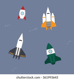Astronomy vector icon set. A collection of space themed symbols including rocket  Vector eps10 illustration.