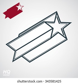 Astronomy vector pentagonal comet star, heraldry object. Eps8 superstar icon. Armed forces design element isolated on white background.