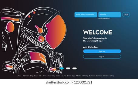 astronout background. technology space concept . User interface for Big data flow processing concept, cloud database, isometric vector, web hosting