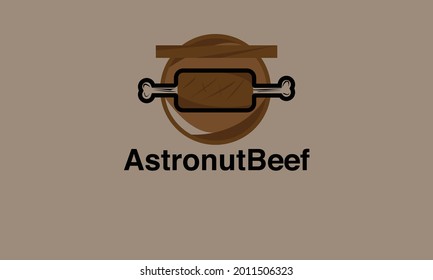 Carne de buey astronómica, barbacoa, restaurante diseño del logotipo del sello de marca moderno