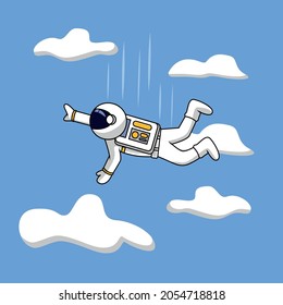 astronout falling from sky flat vector illustration