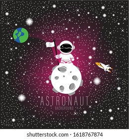 ASTRONOUT  GALAXY BACKGROUND FLAT DESIGN