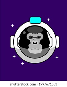 astronout gorilla icon vector logo design