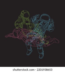 astronout illustration design with japanese style background