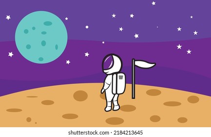 astronout in the moon with space scenery.