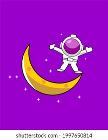 Astronout on moon icon vector design.