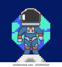 astronout pixel art design vector