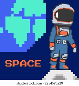 astronout pixel art design vector