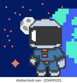 vector de diseño de arte de píxeles astronómicos