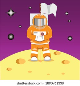 astronout planet illustration flat vector