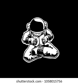 astronout reading book in space vector illustration