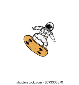 Astronout Skating Modern Simple Design Vectors