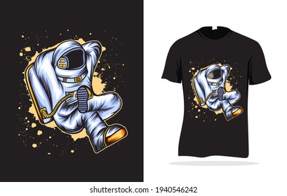 astronout for tshirt desain illustration