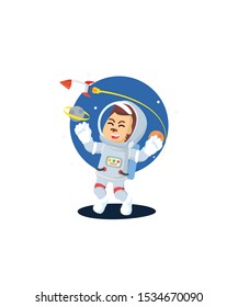 astronouts happy with a galaxy vector illustration