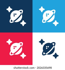Astrophysics blue and red four color minimal icon set