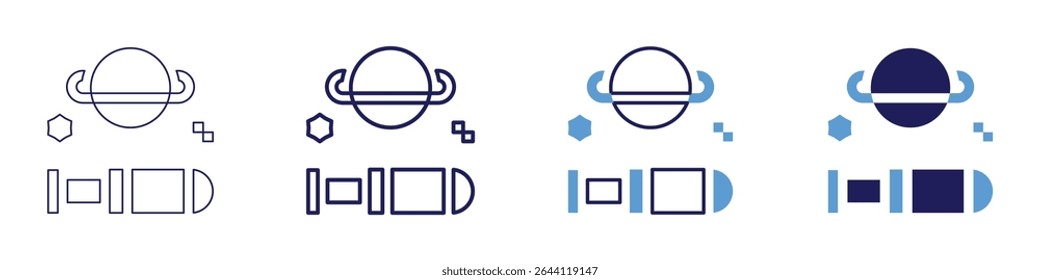 Astrophysics icon in 4 different styles. Thin Line, Line, Bold Line, Duotone. Duotone style. Editable stroke.