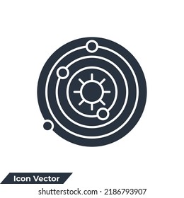 astrophysics icon logo vector illustration. Milky way symbol template for graphic and web design collection