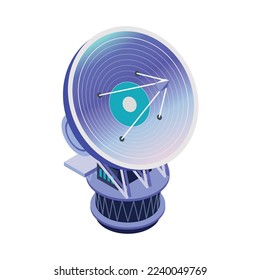 Astrophysics isometric composition with neon colored scientific icons on blank background vector illustration