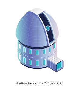 Astrophysics isometric composition with neon colored scientific icons on blank background vector illustration
