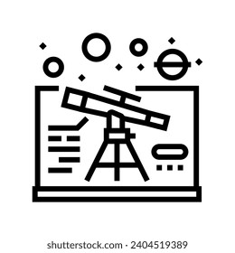 astrophysics space exploration line icon vector. astrophysics space exploration sign. isolated contour symbol black illustration