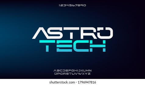 Astrotech, an abstract technology science alphabet font. digital space typography vector illustration design