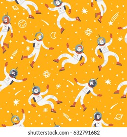Astrounaut space seamless pattern. Colorful kids background. Vector illustration