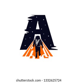 astrounaut walking logo icon vector