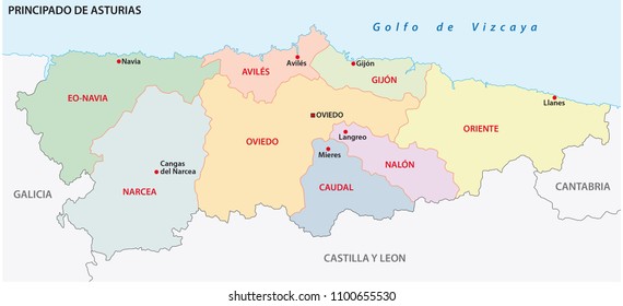 asturias administrative and political vector map