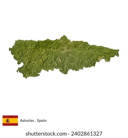 Asturias, Autonomous Community of Spain Topographic Map (EPS)