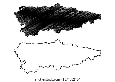 Asturias (Kingdom of Spain, Autonomous community) map vector illustration, scribble sketch Principality of Asturias map