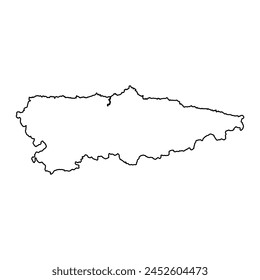 Mapa de Asturias, división administrativa de España. Ilustración vectorial.