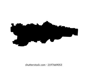 Asturias map vector silhouette illustration isolated on white background. High detailed illustration. Spain province, part of autonomous community Asturias. Country in Europe, EU member.