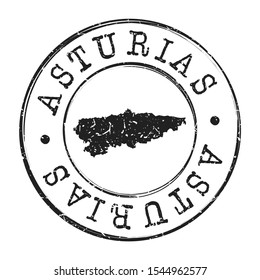 Asturias Spain Map Postmark. Silhouette Postal Passport. Stamp Round Vector Icon. Vintage Postage Design.