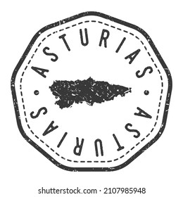 Asturias, Spain Map Stamp Retro Postmark. Silhouette Postal Passport. Seal Round Vector Icon. Badge Vintage Postage Design.