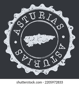Asturias, Spain Stamp Map Postal. Silhouette. Passport Round Design. Vector Icon. Design Retro Travel National Symbol.