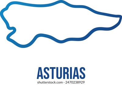 Asturias, spanish community blue gradient map simpified map