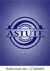 Astute badge with denim texture