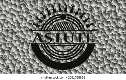 Emblema negro astuto con fondo de burbujas. Vintage. Ilustración vectorial. Detallado. 